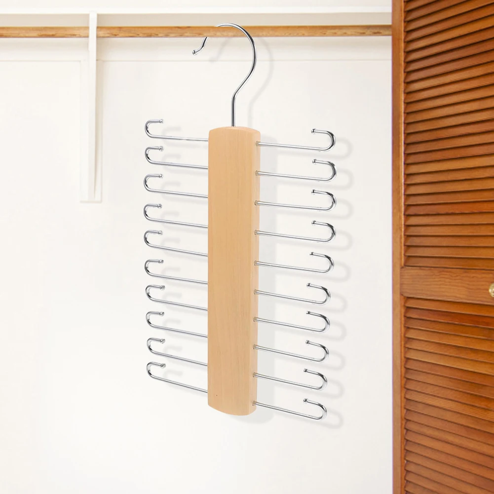 Wooden Tie Rack Space Saving Belt Storage Hanger Multifunctional Necktie Organizer for Ties Belt Scarf Organize