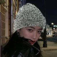 Creative Reflective Beanies Hat for WomenFashion Knitted Street Hats Night Fantasy Shining Skullies Cap for Men Warmer Bonnet 2
