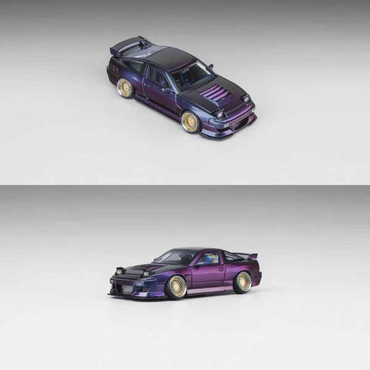 마이크로 터보 MT 스피릿 링 실버 합금 자동차 모델 컬렉션, 1:64 180SX