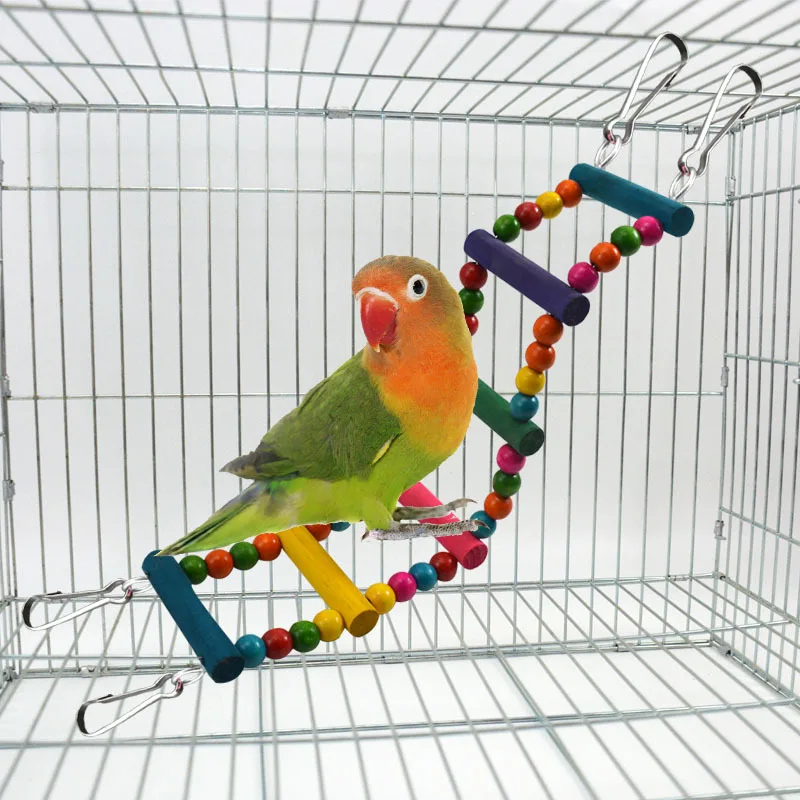 Birds Pets Parrots Ladders Climbing Toy Hanging Colorful Balls Natural Wood Chew Toys Swing Bridge parrot toy,bird toy,bird swing toy