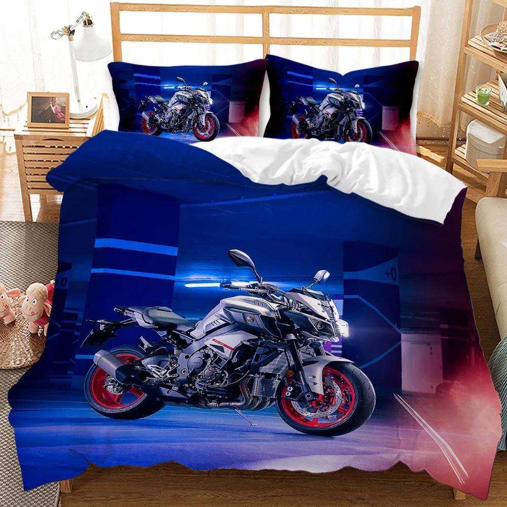 Motorbike Comforter Cover Set Queen Size,Boys Motocross Rider Duvet Cover,Teens Racing Motorcycle Dirt Bike Bedding Set Child