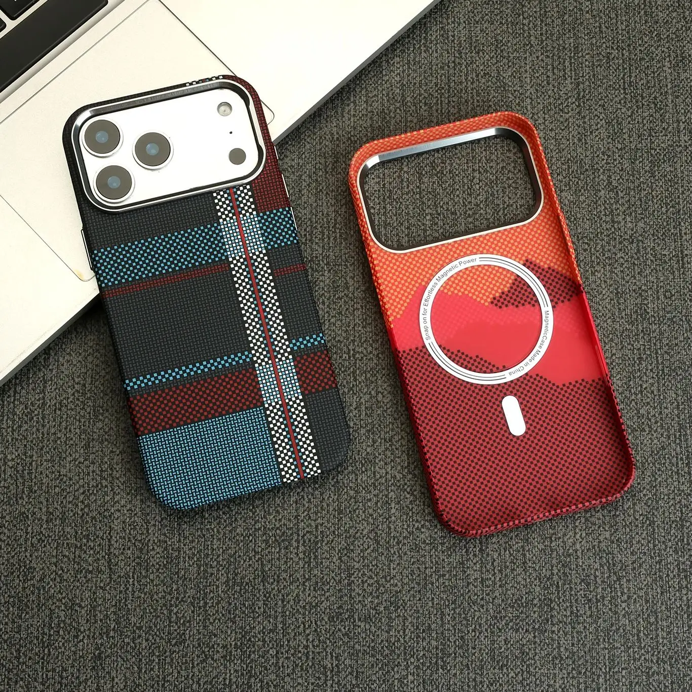 Luxury Kevlar Carbon Fiber Magnetic Phone Case with Wireless Charging Compatibility