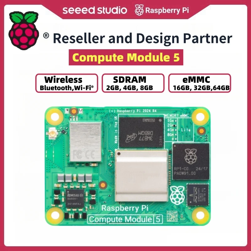 Official Raspberry Pi Compute Module 5 - 4GB RAM,32GB eMMC,2.4/5.0