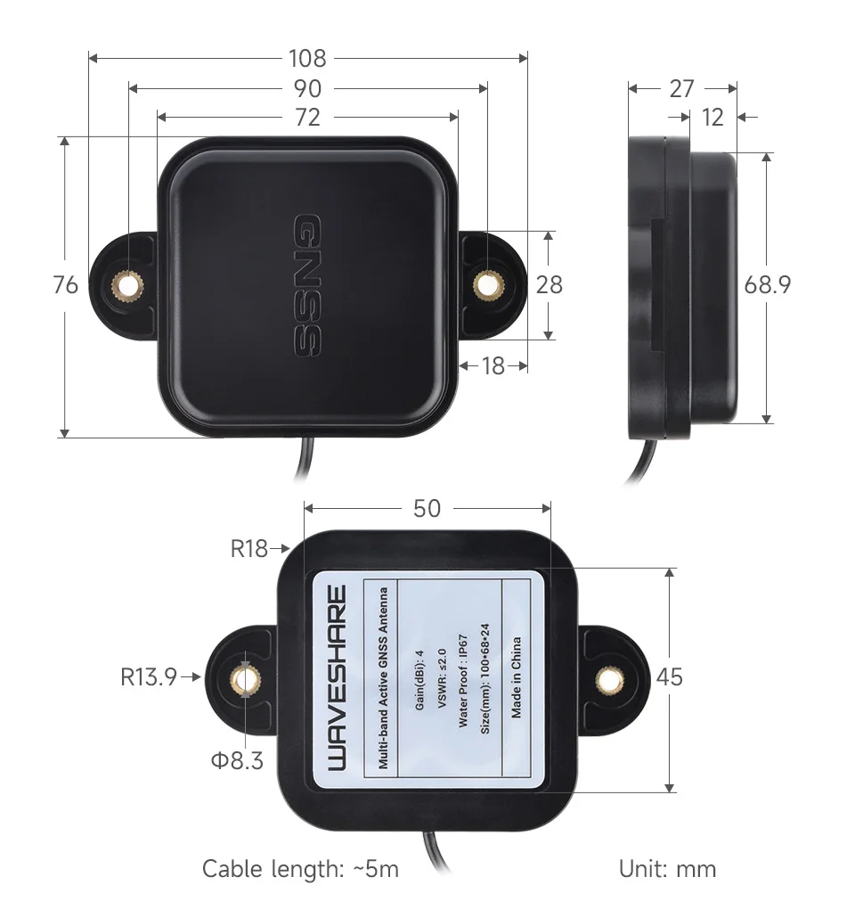 Antena Ativa Multi Freqüência Sma-j Conector Suporta Sistemas de Posicionamento Multi-gnss Gnss l1 Plus l2 l5 - Imagem 3
