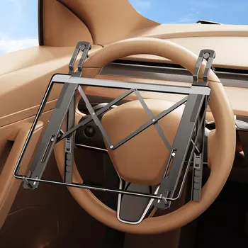 Hipacool-soporte de Metal para volante de coche, soporte portátil ajustable de 5 niveles para tableta y portátil, accesorios de aleación de aluminio para coche 1 Hipacool-soporte de Metal para volante de coche, soporte portátil ajustable de 5 niveles para tableta y portátil, accesorios de aleación de aluminio para coche 1