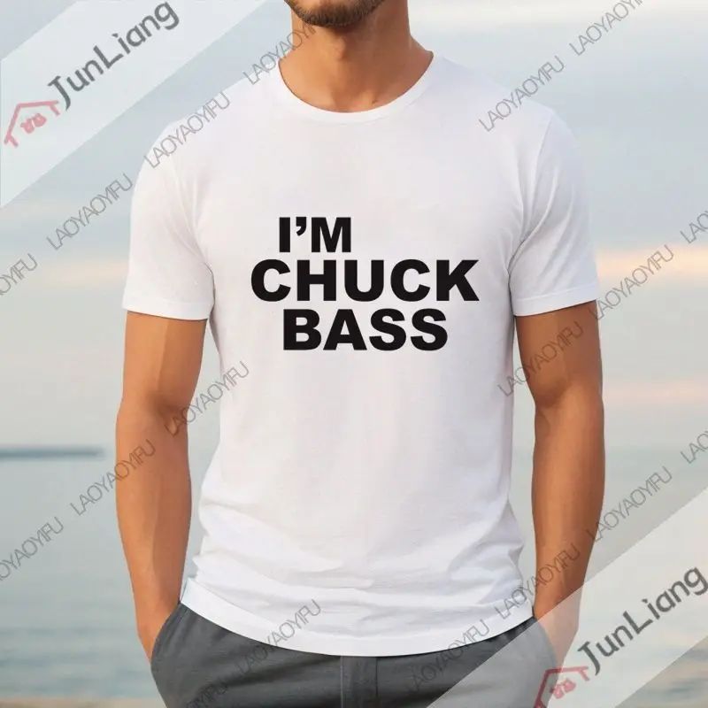 Im Chuck Bass, 젠더리스 가십, 척 패션, 선풍기 선물 상의, 반팔 크루넥, 루즈 패션 의류