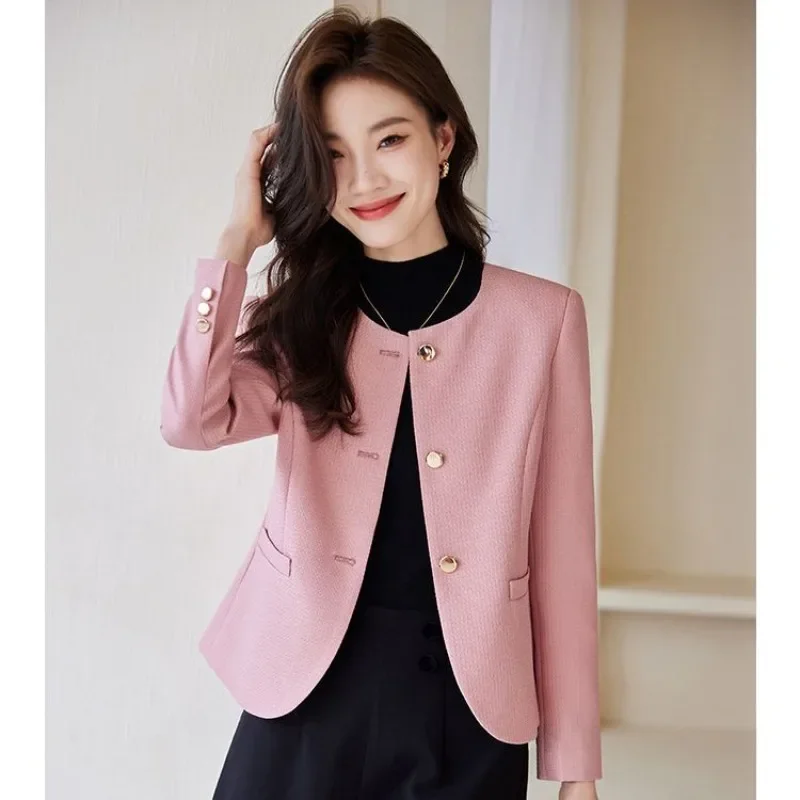 

Casual Blazer Coat For Women Long Sleeve Streetwear Korean Fashion Jackets Solid Button O Neck New Autumn Winter Suit Coat
