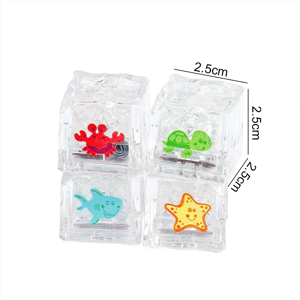 8pcs Flash Ice Cubes Decor Inductive LED Light Glowing Ice Cubes Toy Battery Powered Ice Lamp Bath Toy Colorful for Kids Bathing 6