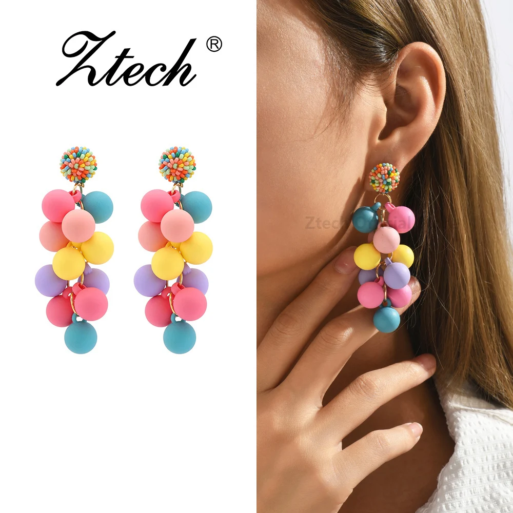 Ztech Coreano Moda Estate Gioielli Acrilico Palla Pendenti Orecchini Per Le Donne Accessori Dichiarazione Carino Elegante Bijoux Femme