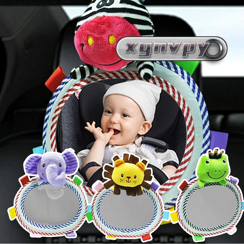 Baby Car Rear Seat Mirror Adjustable Rear View Plush Cartoon Animal Mirror Stroller Baby Toys Facing xgnvpy