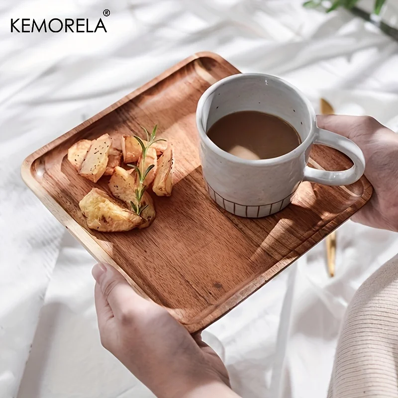 Wooden Serving Tray Acacia Wood 1PCS Coffee Food Cup Dessert Candy Gongfu Tea