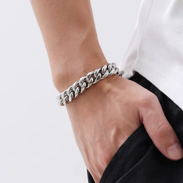 6-12MM Cuban Chain Mens Bracelet,Waterproof Stainless Steel Curb Link Chain Wristband,Punk Jewelry Gifts 2