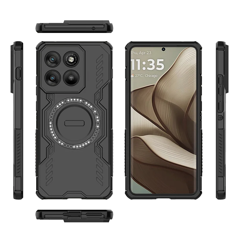 Heat Dissipation Armor Magnetic Phone Case with TPU Frame and Plastic Back Cover
