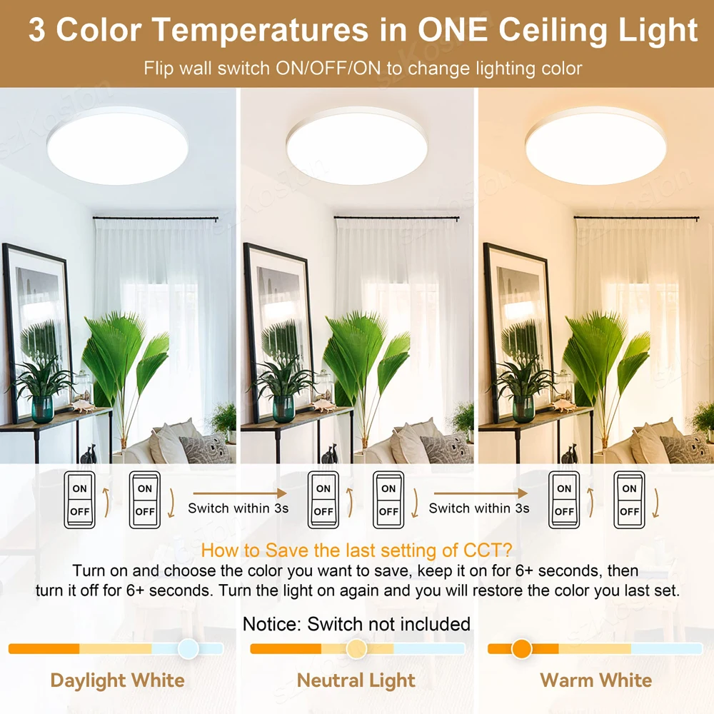 Ultra Thin LED Ceiling Lamp with Adjustable Color Lighting