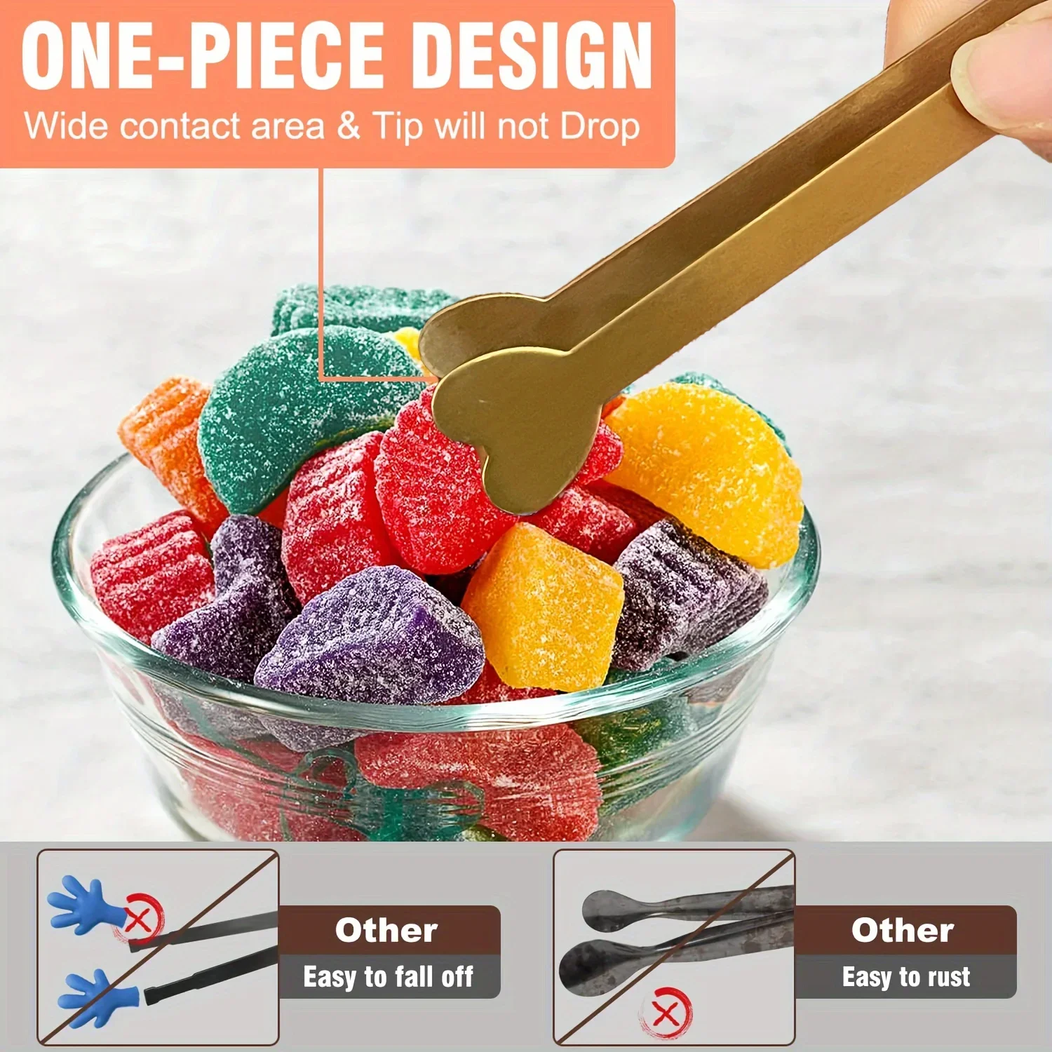 1/5pcs Heart-Shaped Mini Tongs Stainless Steel for Sugar/Ice Cubes Wedding Coffee Bar Gift for Valentine's Day & Mother's Day