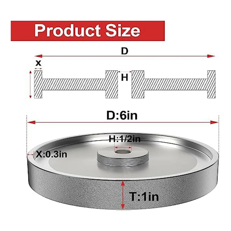 CBN Grinding Wheel, 6 Inch Dia x 1 Inch Wide x 1/2 Bore for Sharpening Woodturning Tools,Bench Grinders (180 Grit)