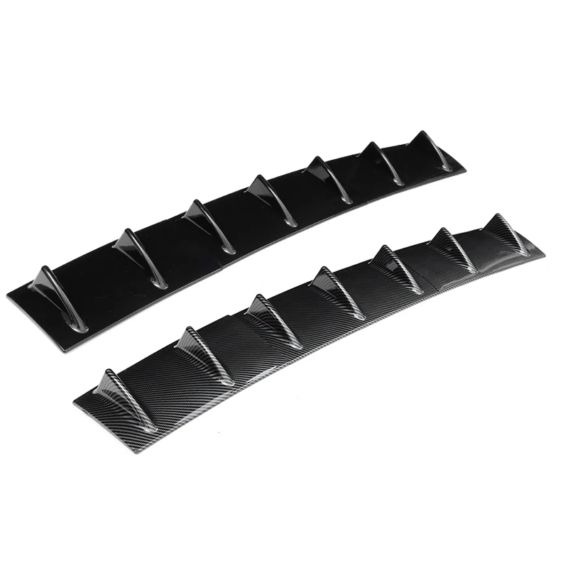 Car bumper spoiler 3pcs Universal Rear Bumper Spoiler Diffuser 7 Wing Shark Fin Style Lower Body Lip Gloss Black