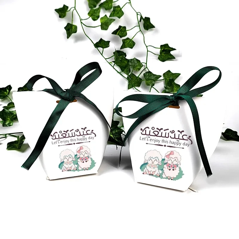 5Pcs Happy Eid Mubarak Candy Gift Boxes Musulmano Islamico Ramadan Kareem Sweet Al-Adha Iftar Party Sheep Farm Birthday Decoration