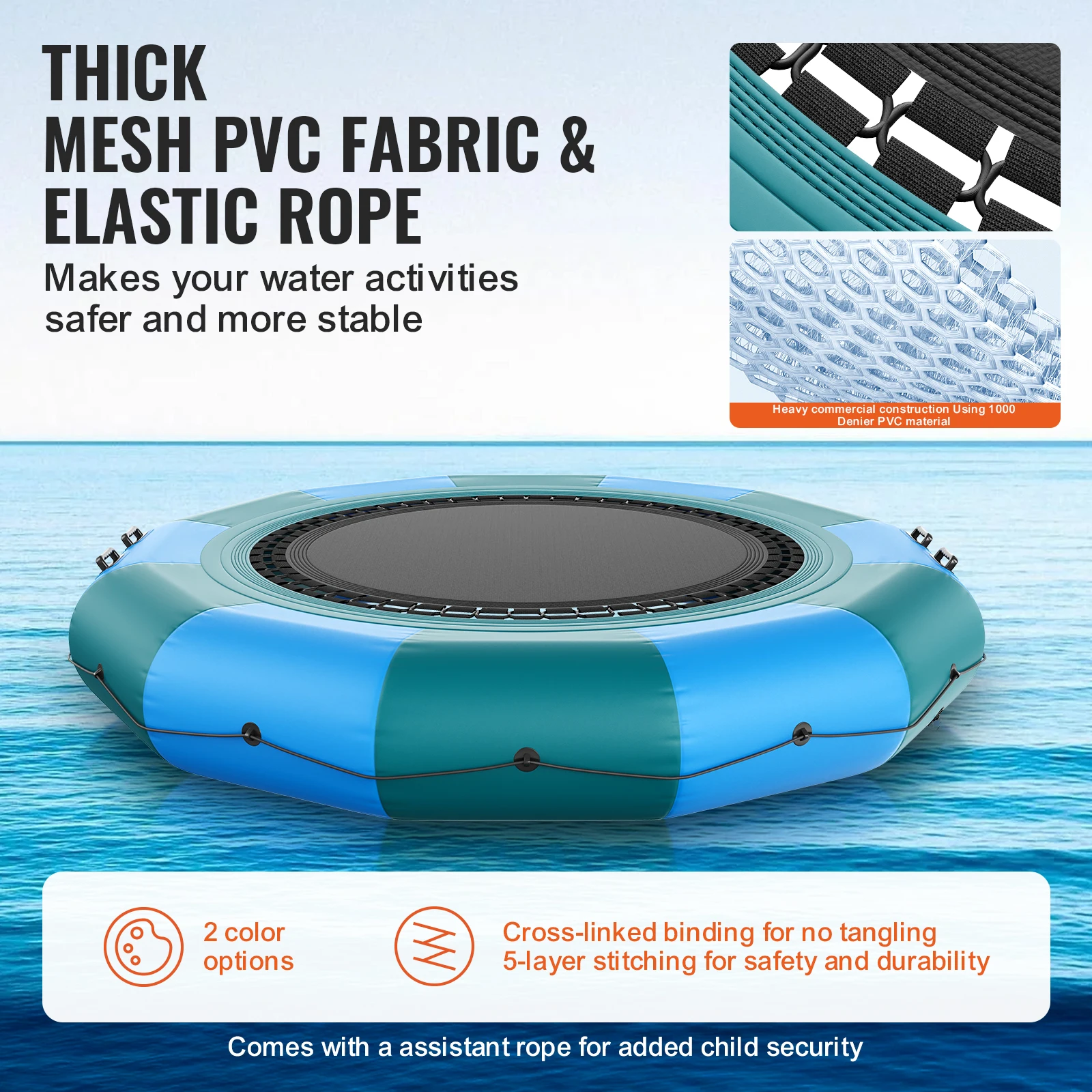 VEVOR 12 ft Inflatable Water Bouncer Portable Bounce Swim Platform Kids Adults Floating Rebounder for Pool Lake Water Sports 3
