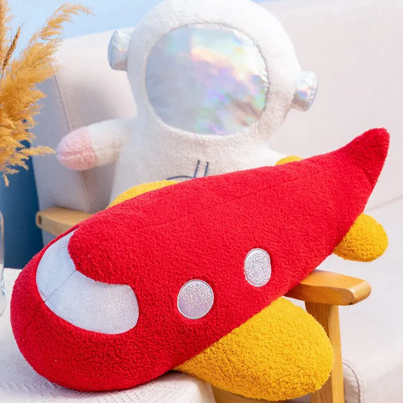 58cm Plush Rocket Astronaut Toy Stuffed Spaceship Throw Pillow Home Decor Birthday Gift Space Discovery Educational Toy for Kids