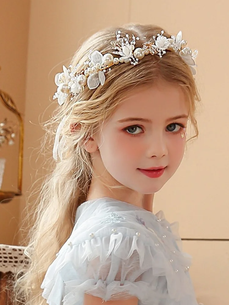 1pc Kinder Haarschmuck Waldstil Blumenkranz Extrem feenhaftes Haarband Haarband Prinzessin Blumenmädchen Haarnadel fo – Detail 5