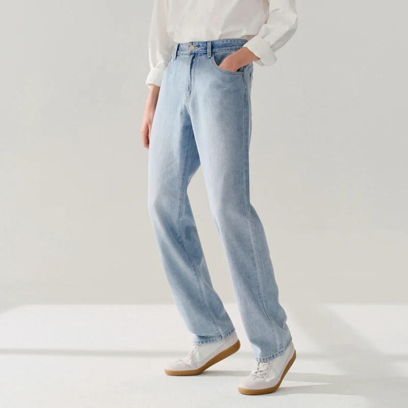 Semir 2024 Denim Trousers Men Spring New Style Exquisite Embroidered Washed And Distressed Loose Straight Pants 5