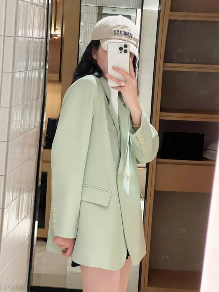

UNXX Coats Women Blazer Solid Colour Korean Version Suit Student Jacket Women's Double-breasted Loose Casual Chic Suit Autumn