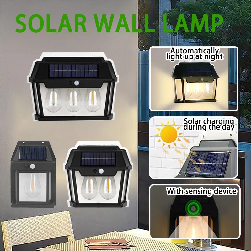 LED Solar Light Waterproof Wall Lamp Motion Sensor Courtyard Garden Lighting Decoration Sunlight Solar Power Yard Tungsten Lamp led solar light waterproof wall lamp motion sensor courtyard garden lighting decoration sunlight solar power yard tungsten lamp