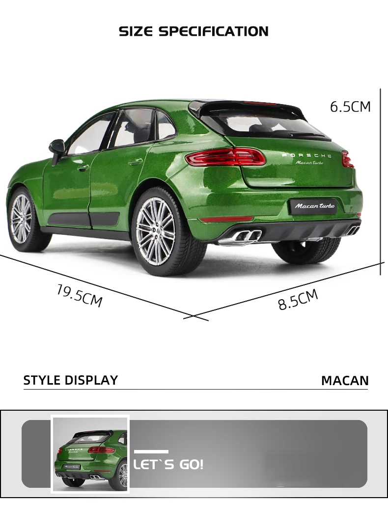 Porsche Macan SUV 1:24 Ölçekli Model Araba 