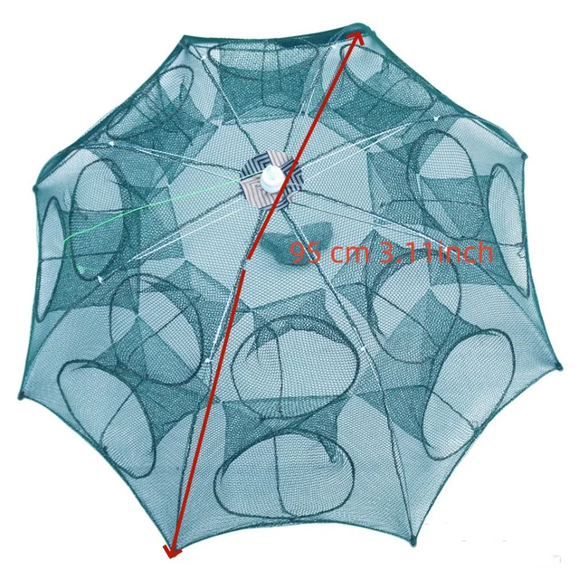 24/20/16/12/10/8/6/4 Holes Portable Fishing Net Shrimp Cage Nylon Foldable Fish Trap Folding Outdoor Automatic Collapsible 2
