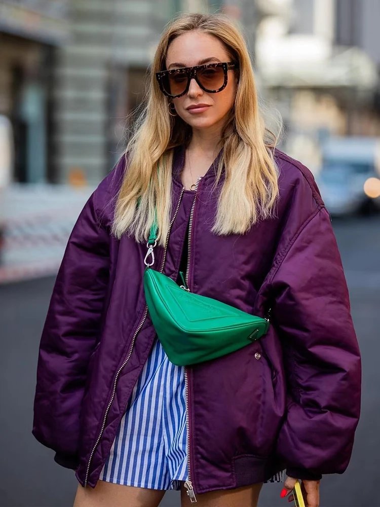 2025 Women Bomber Jacket Autumn Winter Women's Fashion Oversize Loose Coat Long Sleeve Zipper Streetwear Casual New Jackets