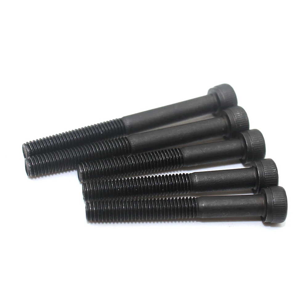 1/2/5pcs M3 M4 M5 M6 M8 M10 M12 Black Grade 12.9 Steel Lengthened Long Allen Hexagon Hex Socket Cap Head Screw Bolt Half Thread