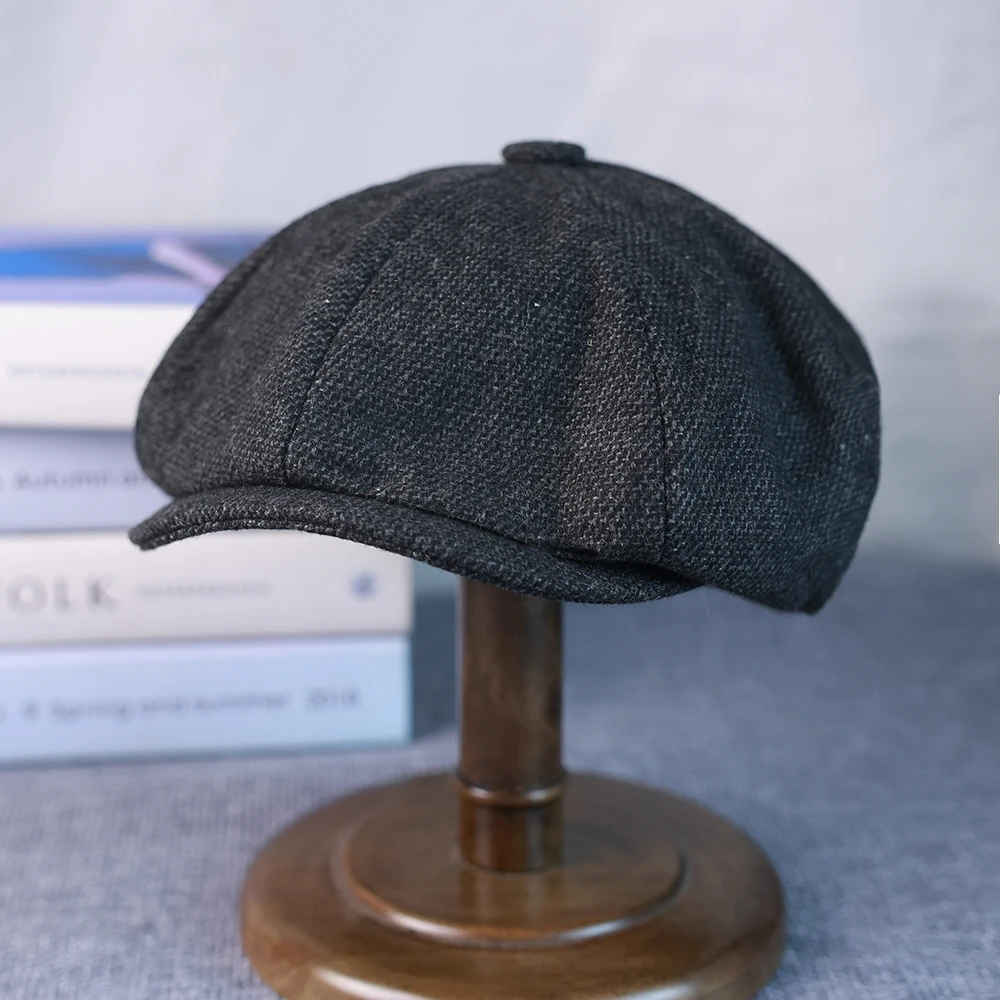 Neue Vintage Herren-Woll-Zeitungsjungenmütze, braun, grün, für Damen und Herren, Baskenmütze, klassische achteckige Wollmütze, lässiger Gatsby-Flachhut 003 – Detail 14