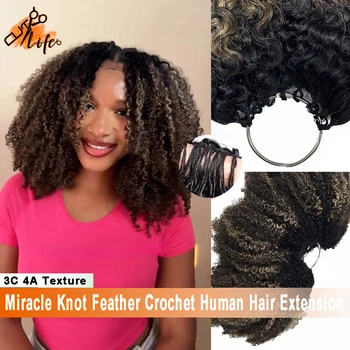 Extension per Capelli Afro Ricci 100% Umani, 45 Ciocche/50g, 3a 4c, con Nodi Miracolosi e Colore Balayage