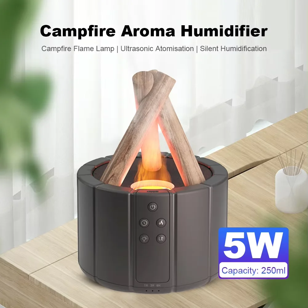 250ml Campfire Flame Fire Diffuser with Remote Control Cool Mist Humidifier Simulated Campfire Diffuser for Home Bedroom Office