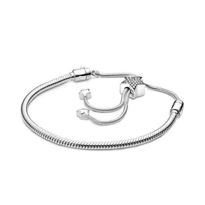 Bracelet en forme d'étoile pour salle Sophia, ULà contraction libre, plaqué argent S925, sac en velours, ensemble fermé