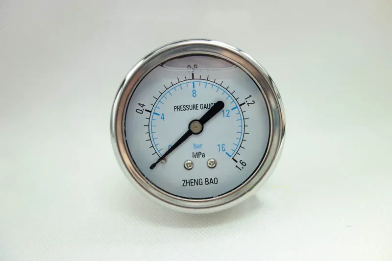YN60Z M14*1.5 또는 1/4인치 BSP 나사산 2.5인치 60mm 충격 방지 오일 충전 압력계 후면 장착 마노미터