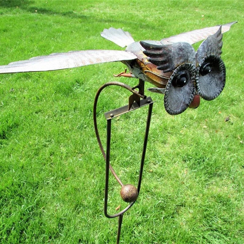 

3D Owl Metal Windmill Metal Owl Wind Spinner Outdoor Yard Wind Catchers Yard Patio Garden Decoration