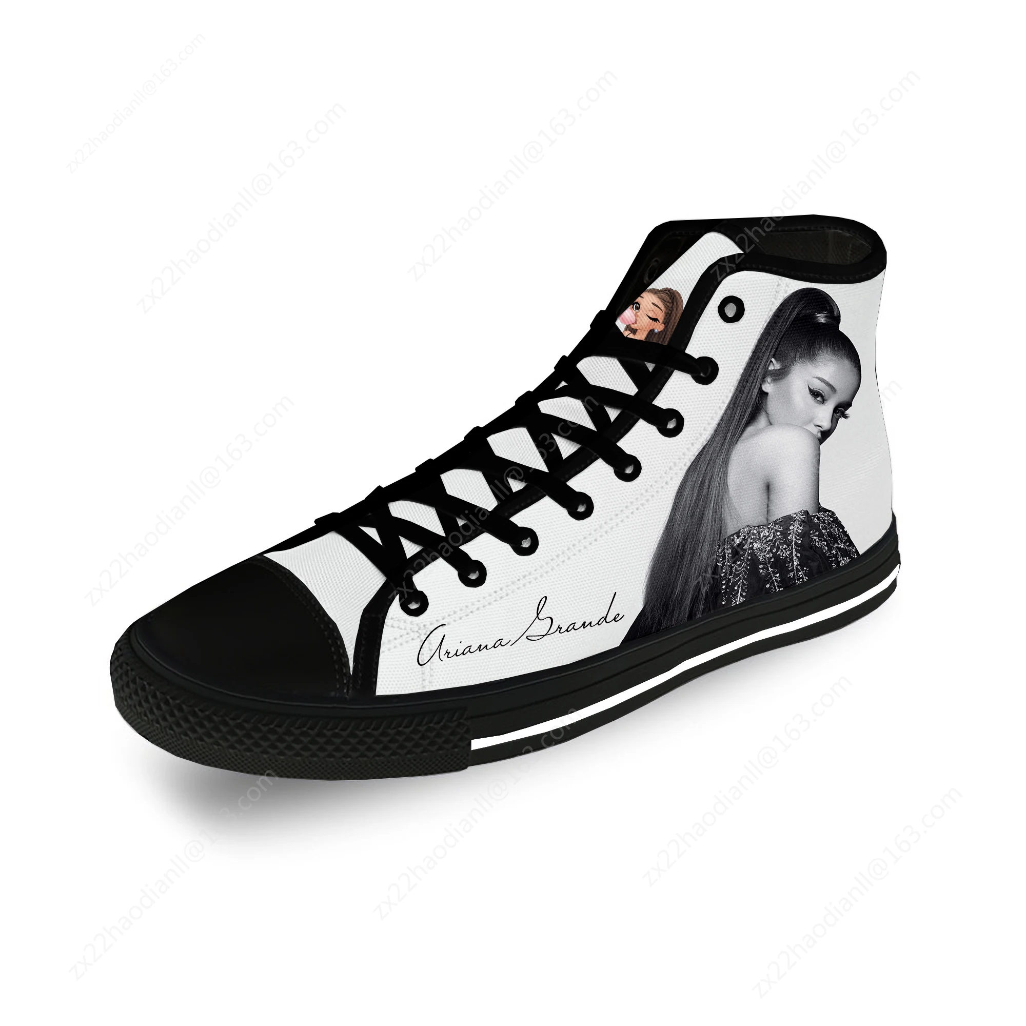 Grande Pop Singer Music Ariana Casual Cloth 3D Print High Top Canvas Fashion Shoes Men Women  Lightweight Breathable Sneakers