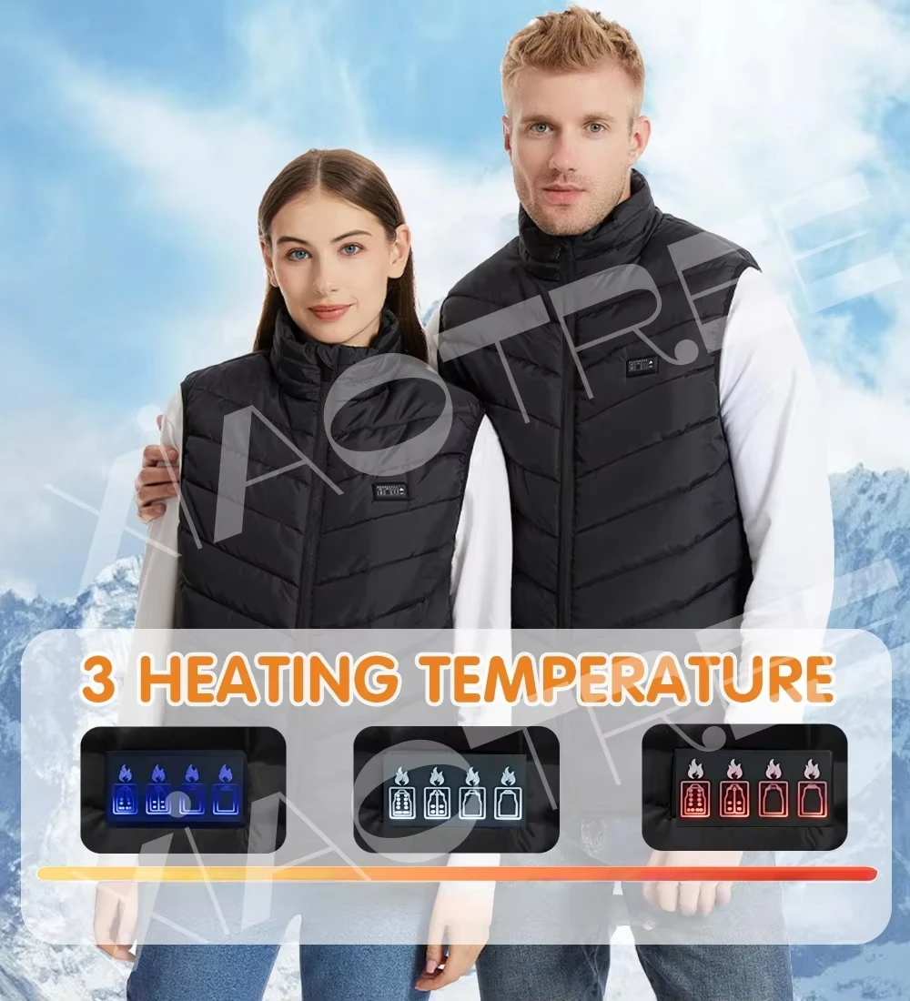 28/9 Areas Heated Jacket Men Jacket Heated Winter Womens Electric Usb Heater Camping Jacket Man Thermal Vest Body Warmer Coat 6XL