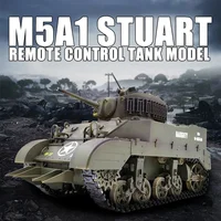 1/16 RC Tank U.S. M5A1 Stuart Light Tank Model 2.4G Military Vehicle Remote Control Crawler Tanks with Sound and Light Toy Boy 1