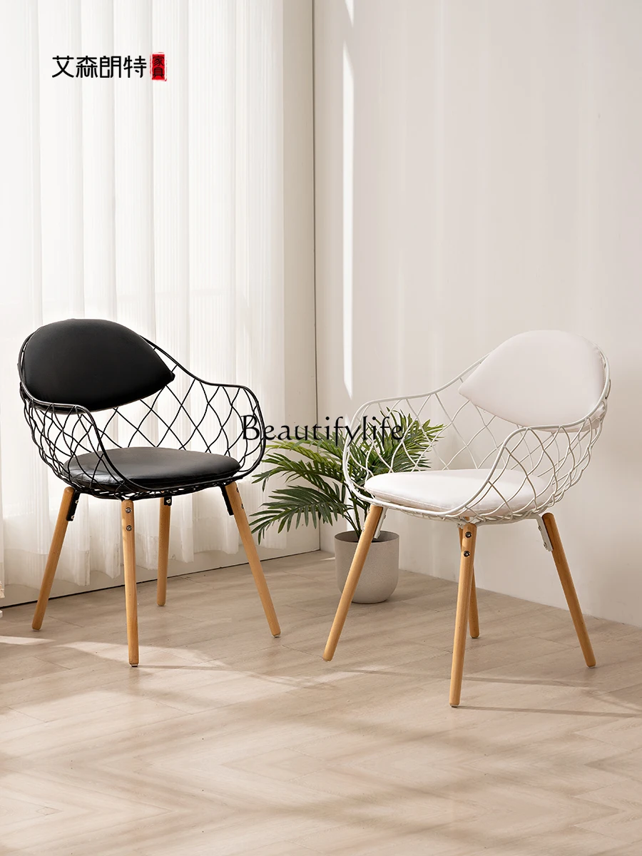 

Nordic Home Dining Chair Soft Bag Backrest Design Armrest Cosmetic Chair