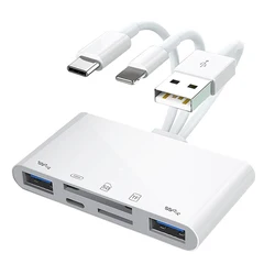 Universal 5-in-1 USB OTG Adapter with SD/TF Card Reader and Charging Port (5 in 1)