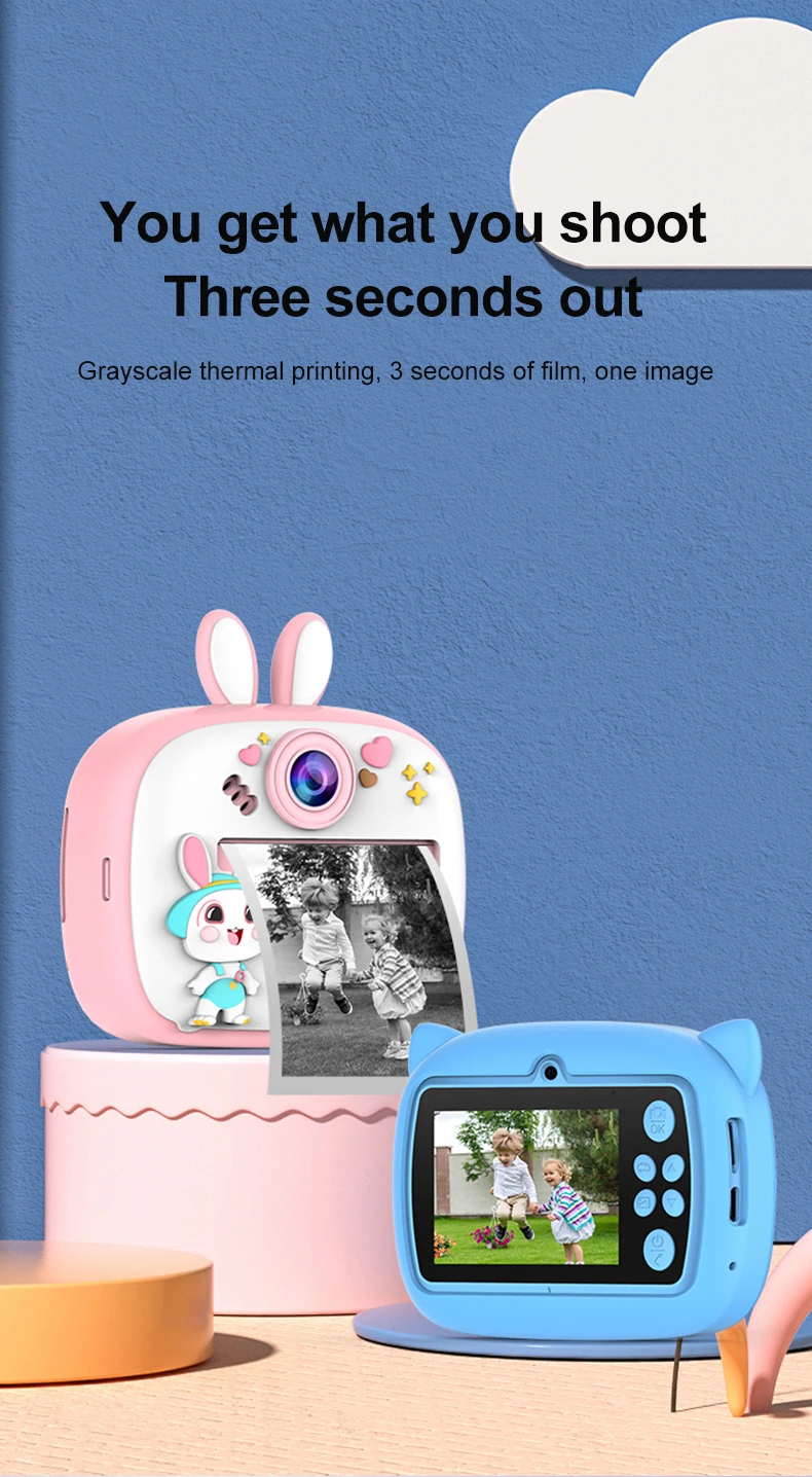 Description Picture 5 of itemChildren Digital Camera Instant Print for hermal Print Camera Instant Photo Cat Printing Camera Video Toys+32G Memory Card