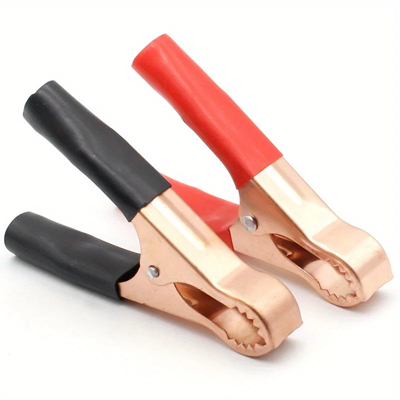 2Pcs 50A Red + Black 80mm Crocodile Car Caravan Van Battery Test Lead Clips Alligator Clips Connector Plug Power