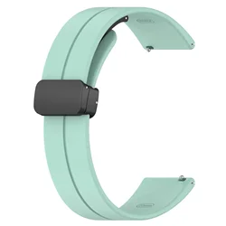 Magnetic Buckle Silicone Watch Band, 22mm/20mm - 22MM Width Band (Teal)