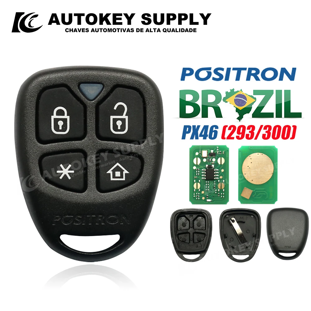 AutokeySupply AKBPCP168AT AKBPCP123AT Remote Key Alarm System PX46-Double Program (293/300) For Brazil Positron Flex car remote key car key