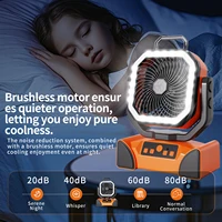 Ventilateur de camping rechargeable 50000 mAh avec lumière LED et télécommande, ventilateur suspendu extérieur pour tente, pêche, uragans - Autonomie de 100 heures 5