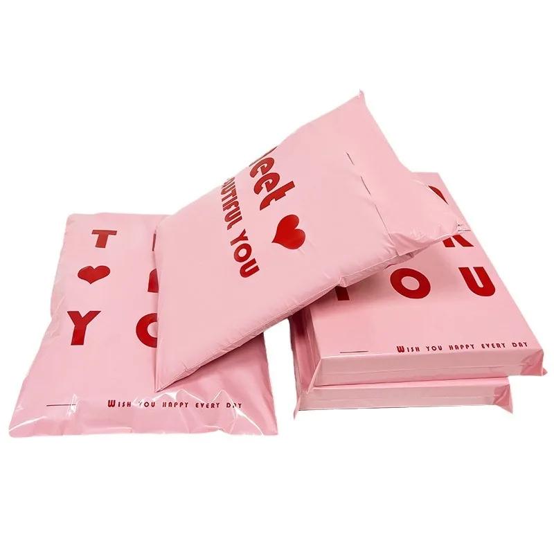 Courier Bag Mailing Bags Express Bag 50Pcs/Lot Opaque PE Plastic Express Envelope Storage Bags Pink Bag Red Color Mailing Bags Self Adhesive Seal Courier Bag