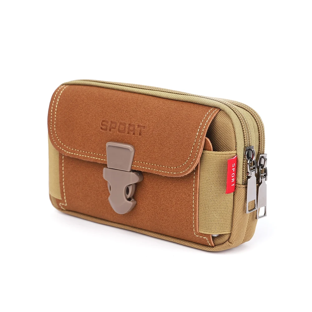 Outdoor Men Canvas Waist Bag Pocket Sport Phone Purse Travel Zip Belt Bum Pouch 4